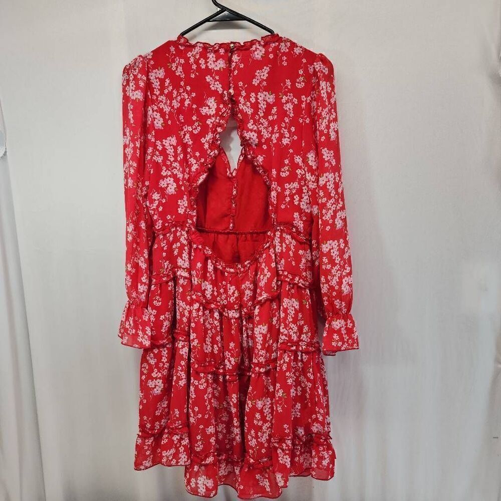 Floral Red Mini Dress - Picture 2 of 10